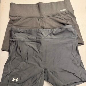 Set of 2 Under Armour and Pink Black Women's Shorties, sz Small